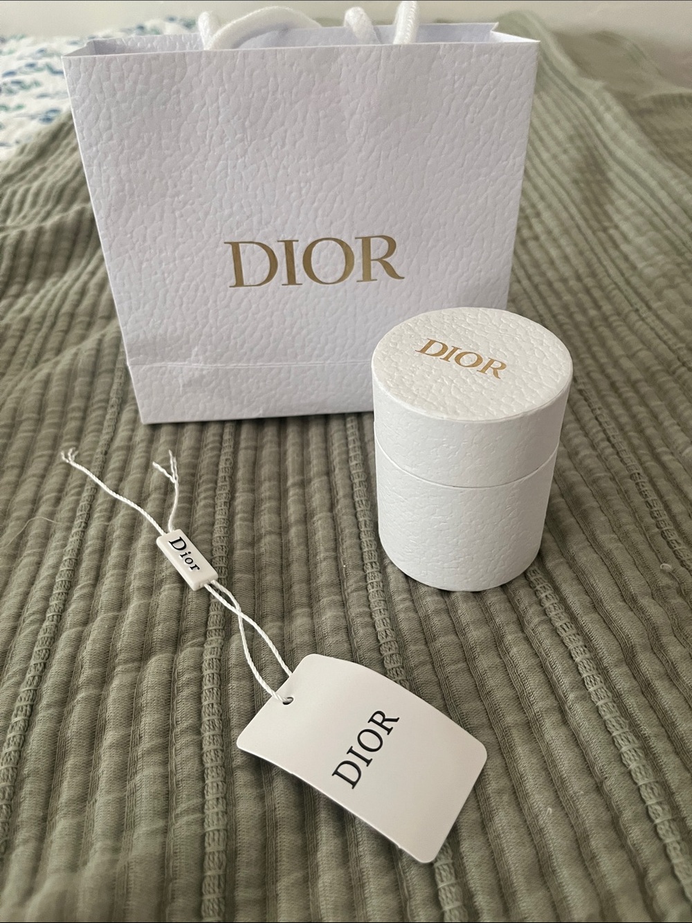 Dior White and Gold Branded Gift Bag & Box Set